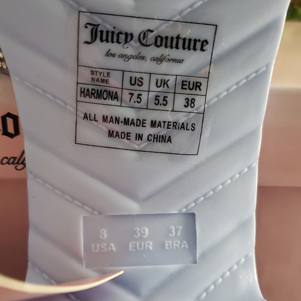 Juicy Couture Blue Rhinestone Slide Sandals - Picture 3 of 4